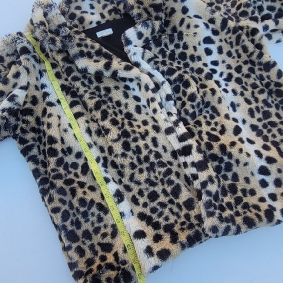 WILD PEARL Leopard Print Faux Fur Jacket Size Large - Picture 7 of 9